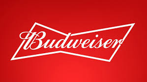 Logotipo de Budweiser sobre fondo rojo.