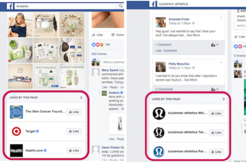 Ejemplos distintivos de facebook
